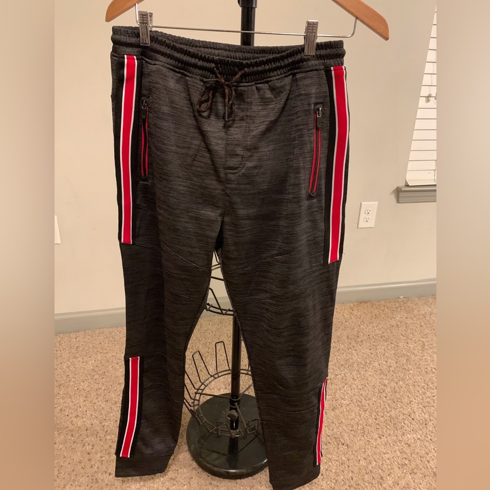 Charcoal & Red Sweatpants